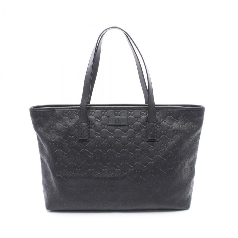 GUCCI Authentic Black Leather Tote Bag